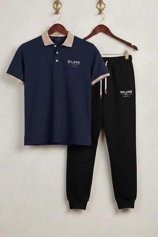 Men’s Milano Style Polo Track Suit – Premium Printed 2-Piece Set