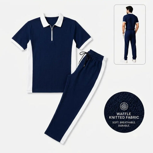 Men’s Waffle Knit 2-Piece Tracksuit Set
