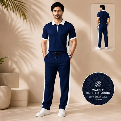 Men’s Waffle Knit 2-Piece Tracksuit Set