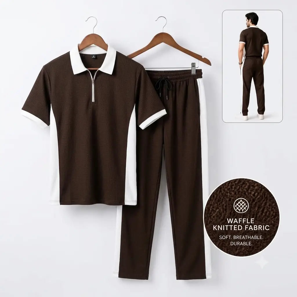 Men’s Waffle Knit 2-Piece Tracksuit Set
