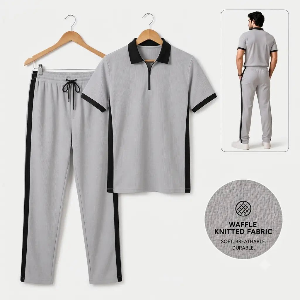 Men’s Waffle Knit 2-Piece Tracksuit Set