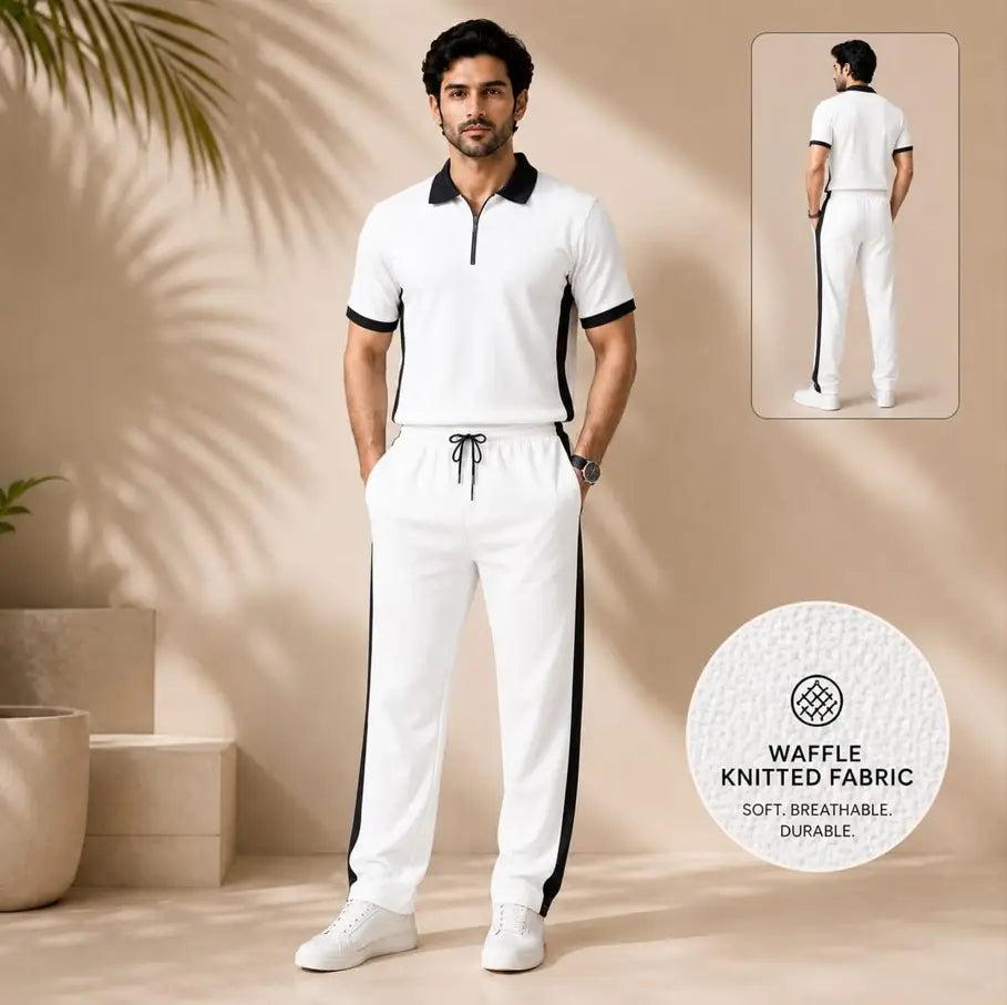 Men’s Waffle Knit 2-Piece Tracksuit Set