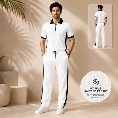 Men’s Waffle Knit 2-Piece Tracksuit Set