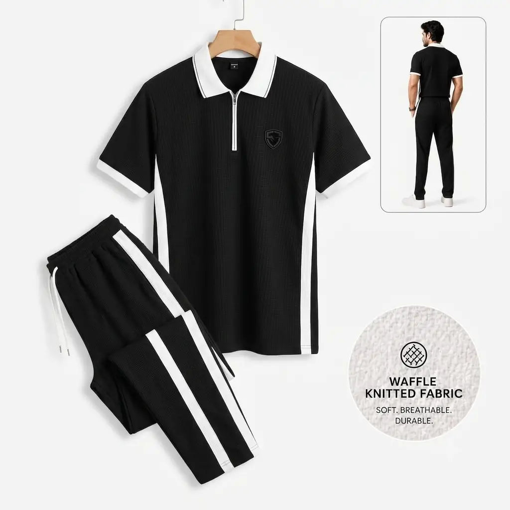 Men’s Waffle Knit 2-Piece Tracksuit Set