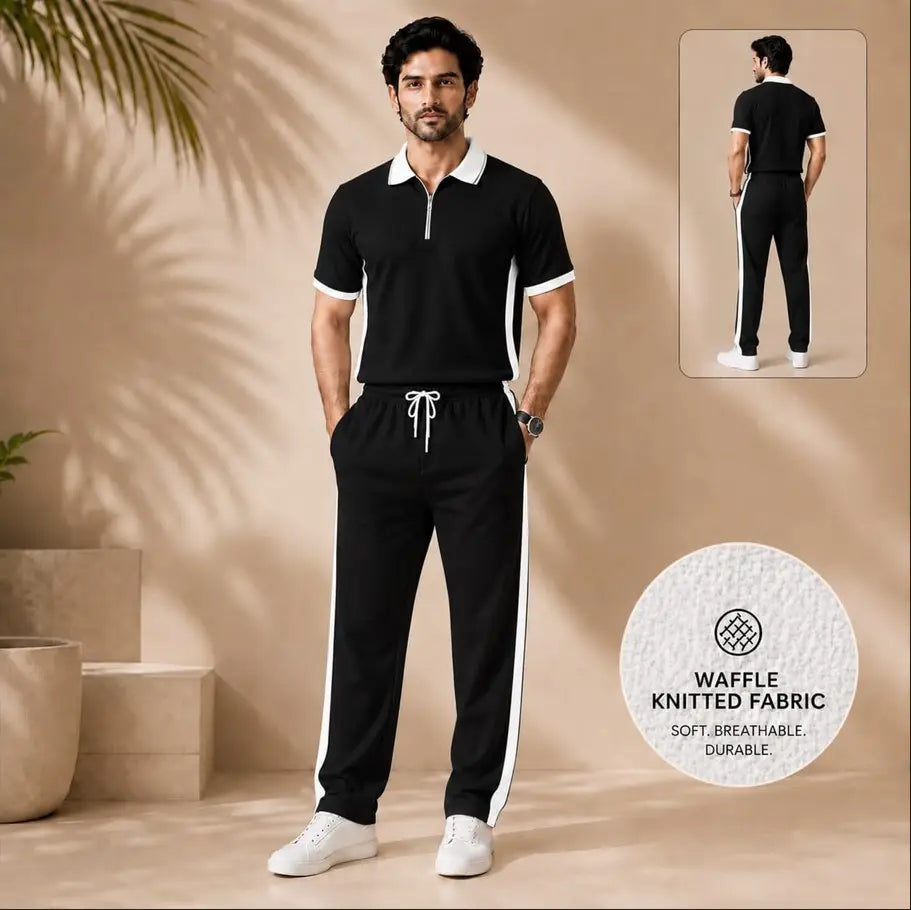 Men’s Waffle Knit 2-Piece Tracksuit Set