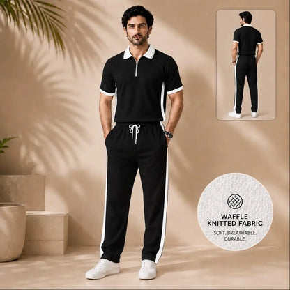 Men’s Waffle Knit 2-Piece Tracksuit Set