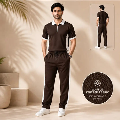 Men’s Waffle Knit 2-Piece Tracksuit Set