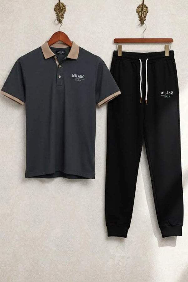 Men’s Milano Style Polo Track Suit – Premium Printed 2-Piece Set