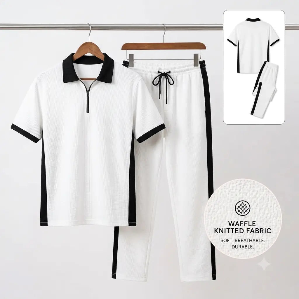Men’s Waffle Knit 2-Piece Tracksuit Set
