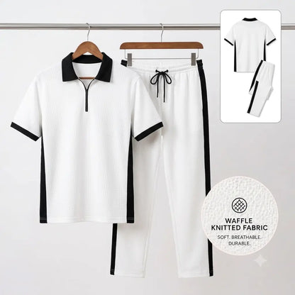 Men’s Waffle Knit 2-Piece Tracksuit Set