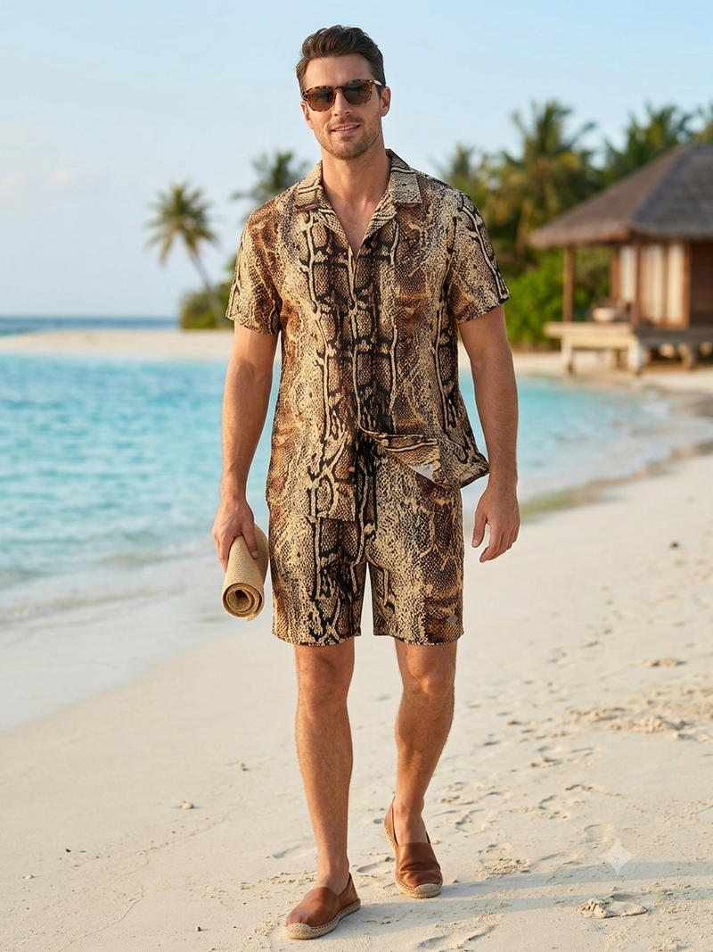 Wild Snake Skin Animal Print Pure Linen Co-ord Set | Trendy Summer We